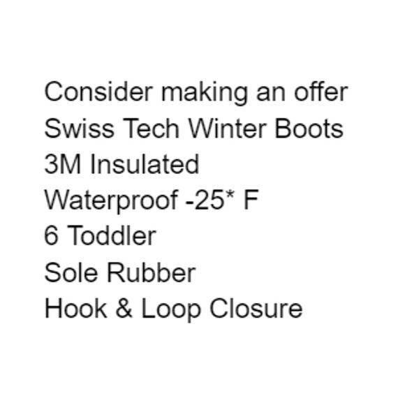 Swiss Tech Boys Toddler 6 Winter Boots 3M Insulated Waterproof -25* F Warm - Picture 2 of 10